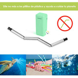 Pitillo Reutilizable Acero Inoxidable Plegable Ecológico JK040