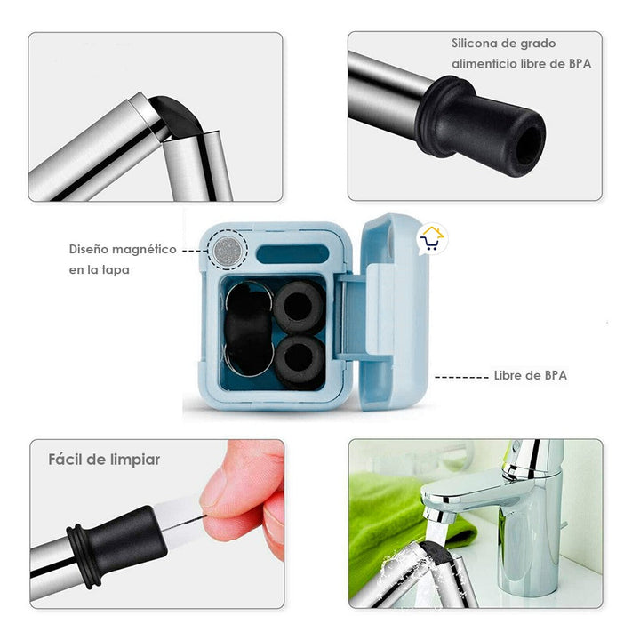 Pitillo Reutilizable Acero Inoxidable Plegable Ecológico JK040