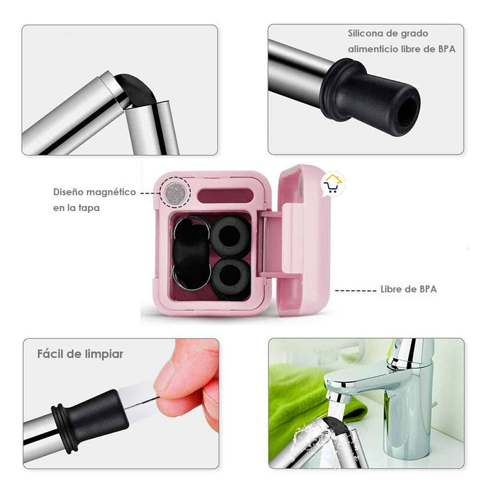 Pitillo Reutilizable Acero Inoxidable Plegable Ecológico JK040