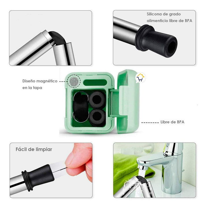 Pitillo Reutilizable Acero Inoxidable Plegable Ecológico JK040