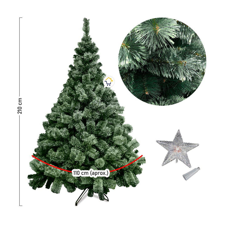Árbol Navidad Clásico Tupido 210 cm 600 Ramas Estrella LED VERONA210