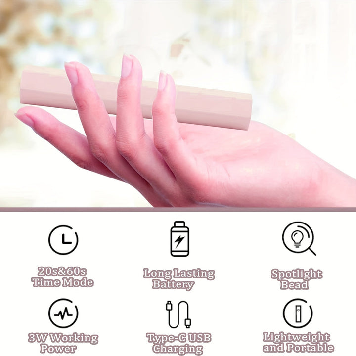 1pc Mini Lámpara De Uñas De Gel LED Recargable, Lámpara De Curado De Uñas LED Portátil, Secador De Uñas, Lámpara De Uñas LED UV De Gel Portátil, Lámpara De Uñas De Gel LED Profesional, Adecuada Para Salón De Uñas En Casa DIY