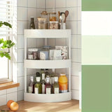 Estante de almacenamiento de esquina de 3 niveles - Negro, blanco y marrón, organizador rotativo para cocina, baño y dormitorio - Plástico duradero, sin necesidad de ensamblaje, diseño que ahorra espacio, organizadores y almacenamiento de baño, estantes