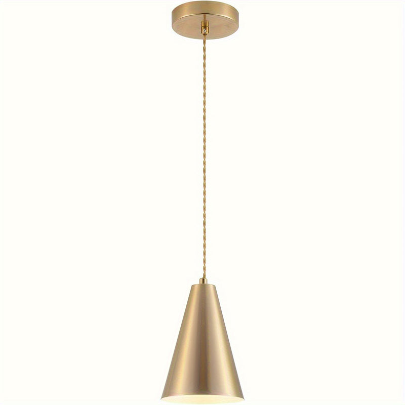 Lámpara colgante moderna de metal con cuchilla dorada, con cadena ajustable - Montaje semi-inclinado, base de bombilla E26, eficiencia energética, control de interruptor, bombilla no incluida, lámpara colgante mini para cocina, baño, sala de estar, ilumi