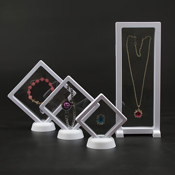 10 piezas Conjunto de caja de exhibición flotante de acrílico - Caja de almacenamiento de joyería suspendida de plástico claro con soportes, organizador versátil para pulseras, anillos, aretes, collares, cajas de joyería