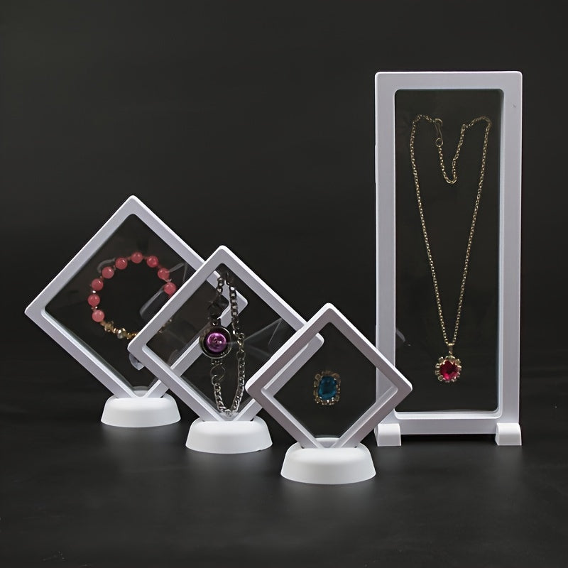 10 piezas Conjunto de caja de exhibición flotante de acrílico - Caja de almacenamiento de joyería suspendida de plástico claro con soportes, organizador versátil para pulseras, anillos, aretes, collares, cajas de joyería