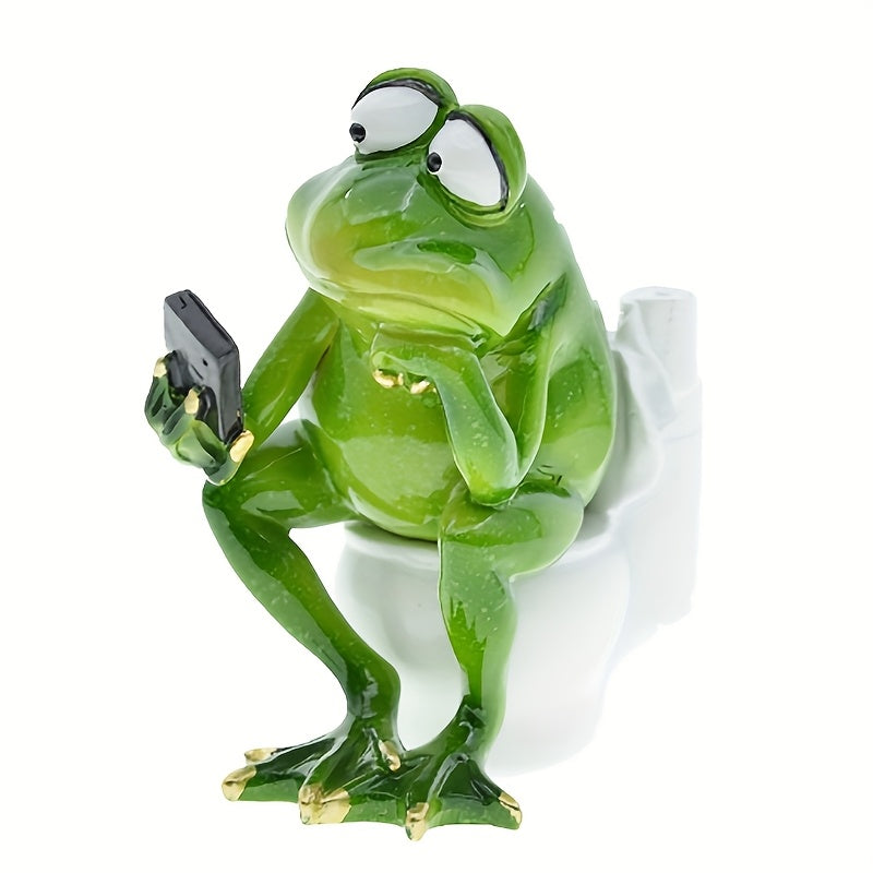 Figura de Risa de Resina con Diseño de SmartPhone para Baño - Decoración Caprichosa de Inodoro de 14.48cm, Decoración Interior/Exterior para Sala de Estar, Oficina o Estudio