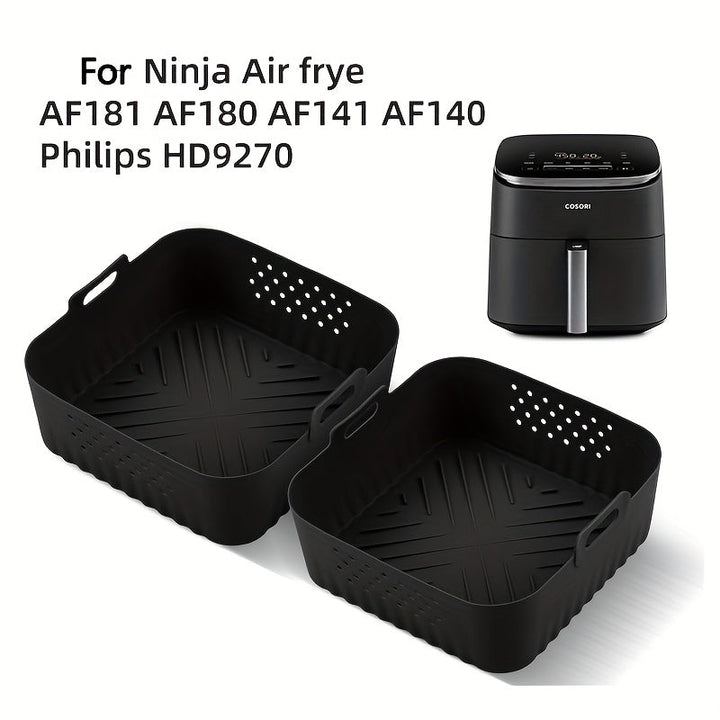 1/2 piezas de funda de silicona para freidor de aire de 8,8 pulgadas para freidor de aire de 5,5 a 7 tazas, resistente al calor y fácil de limpiar, bandeja de silicona para freidor de aire Ninja AF181, AF180, AF141, AF140, Philips HD9270