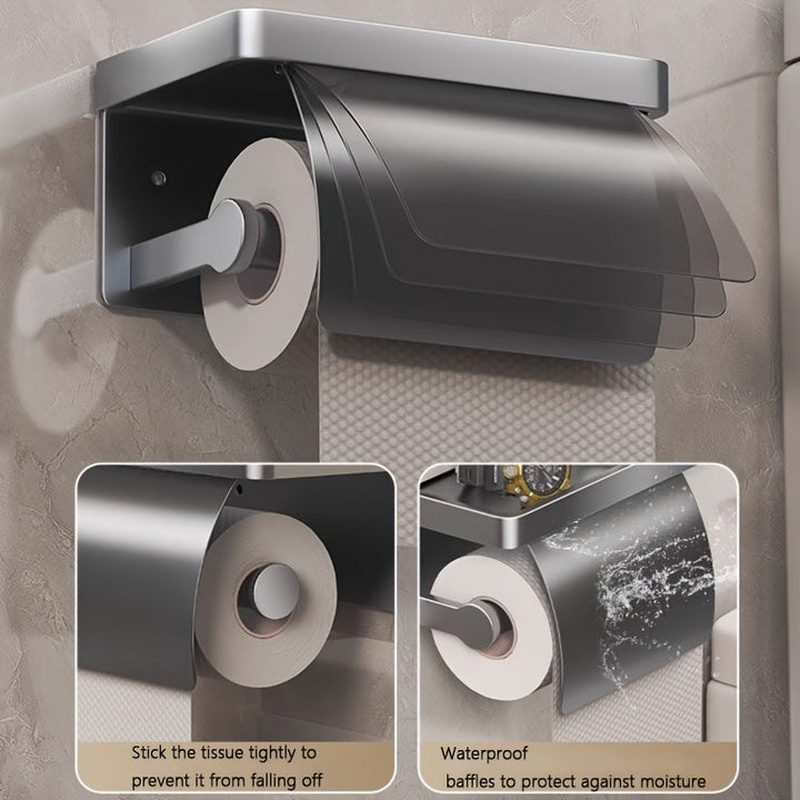 Papel Higiénico Montado en la Pared, 1 ud Portarrollos de Papel Higiénico Montado en la Pared Con Estante, Estante de Almacenamiento de Papel Higiénico, Accesorios de Baño, Almacenamiento y Organización de Baño