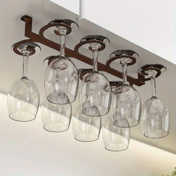 Soporte de vino vintage - Soporte de pared moderno de hierro para vino tinto y elegantes vasos, diseño que ahorra espacio para sala de estar o cocina, organizador de cocina | Elegante soporte de metal | Construcción duradera de hierro, decoración de vino