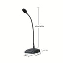 Micrófono de escritorio dinámico con cuello de cisne, construcción metálica, negro, conector de 6,35 mm, alimentado por batería (batería no incluida), voltaje de funcionamiento ≤36 V, para amplificador/altavoz/ordenador