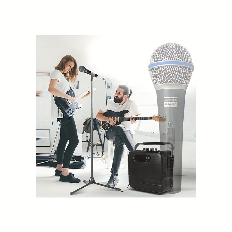 Micrófono Dinámico Profesional BETA58A con Interruptor - Portátil, Acabado Antioxidante para Canto en Escenario, Karaoke y Grabación - Cable XLR de 6.35mm Incluido