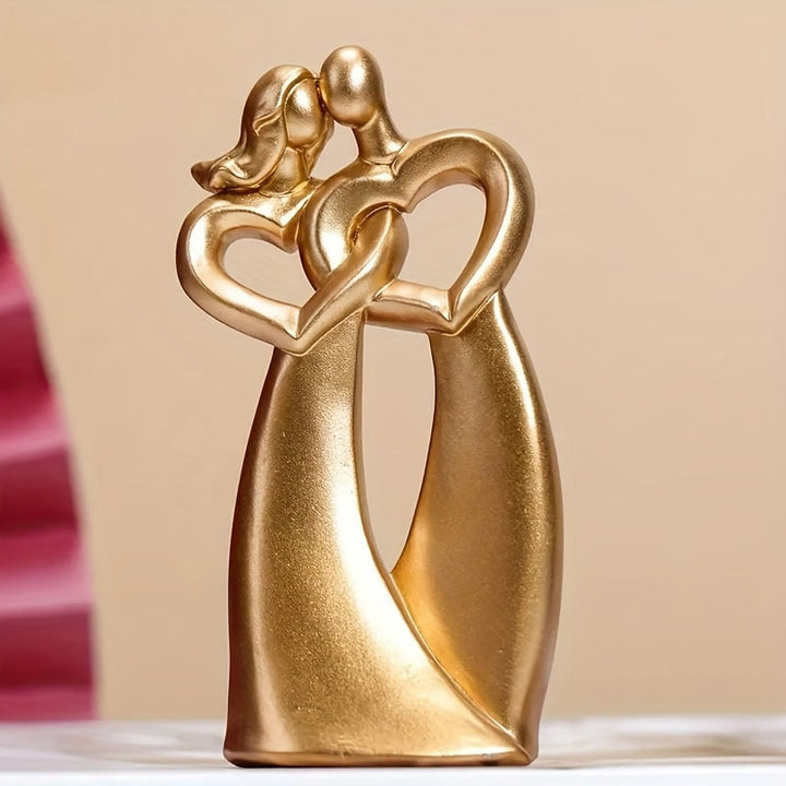 Figura Romántica de Pareja Corazón a Corazón - Decoración de Amor de Resina para el Hogar y la Oficina, Perfecta para Estantería, Sala de Estar o Entrada