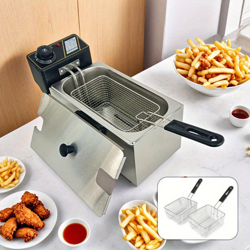 2 Piezas de Cesta para Freír de Acero Inoxidable con Mango Plegable, Malla Resistente al Calor para Papas Fritas, Alitas y Aperitivos, Herramienta de Cocina Fácil de Limpiar para Uso Doméstico y Comercial