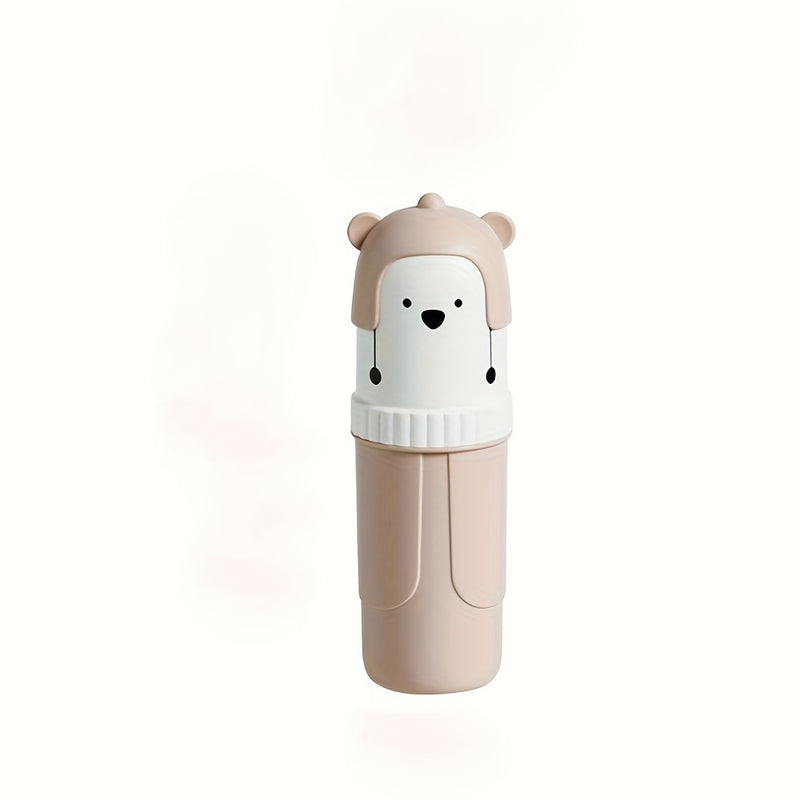 1 Pieza, Portátil Cepillo De Dientes De Viaje, Vaso De Plástico, Diseño De Oso Lindo, Vaso Para Enjuague Bucal De Baño Para Viajes De Negocios Y Vacaciones
