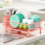 Organizador de cocina multifuncional con escurridor de platos, bandeja de drenaje y porta utensilios - Secador de platos para cubiertos, cuchillos, tenedores y palillos, ahorra espacio en la encimera