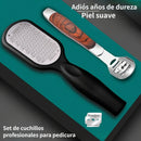 2 piezas, juego profesional de cuidado de pies: Remover + limpiador de pies - Exfolia profundamente la piel muerta, diseño de mango antideslizante, acero inoxidable duradero, perfecto para pedicures en casa y uso en salones, elimine los talones ásperos,