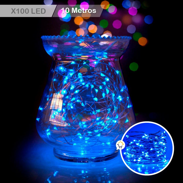 Extensión Micro LED Lineal 10m 100 Luces Navidad Azul 1542C