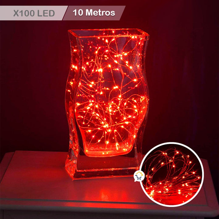 Extensión Micro LED Lineal 10m 100 Luces Navidad Rojo 1545C