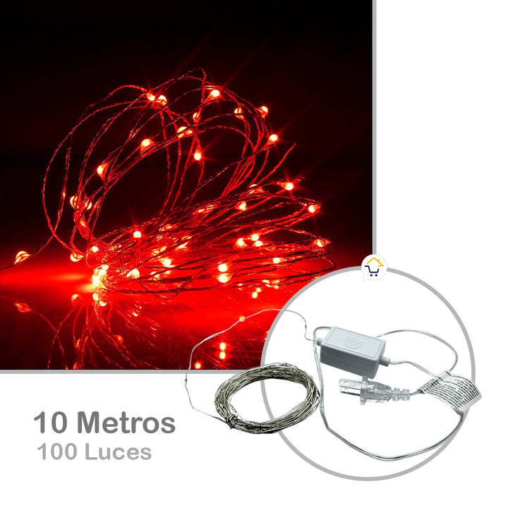 Extensión Micro LED Lineal 10m 100 Luces Navidad Rojo 1545C