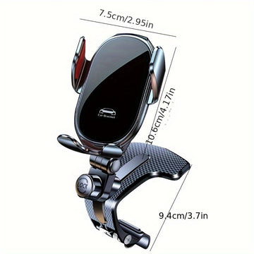 Soporte para Teléfono de Coche Plateado Premium - Montaje en el Tablero, Rotación Multiángulo, Sujeción Fuerte, Compatible con Varios Modelos, Operación Fácil con Una Mano, Seguro para el Dispositivo e Interior, Ideal para Todos los Conductores