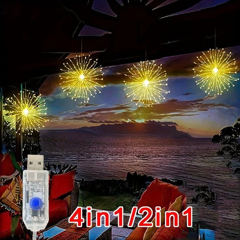 Luces LED colgantes USB de 180-360 LEDs, luces de estrella para exteriores, 8 modos, luces de hadas para jardín, fiestas y patio