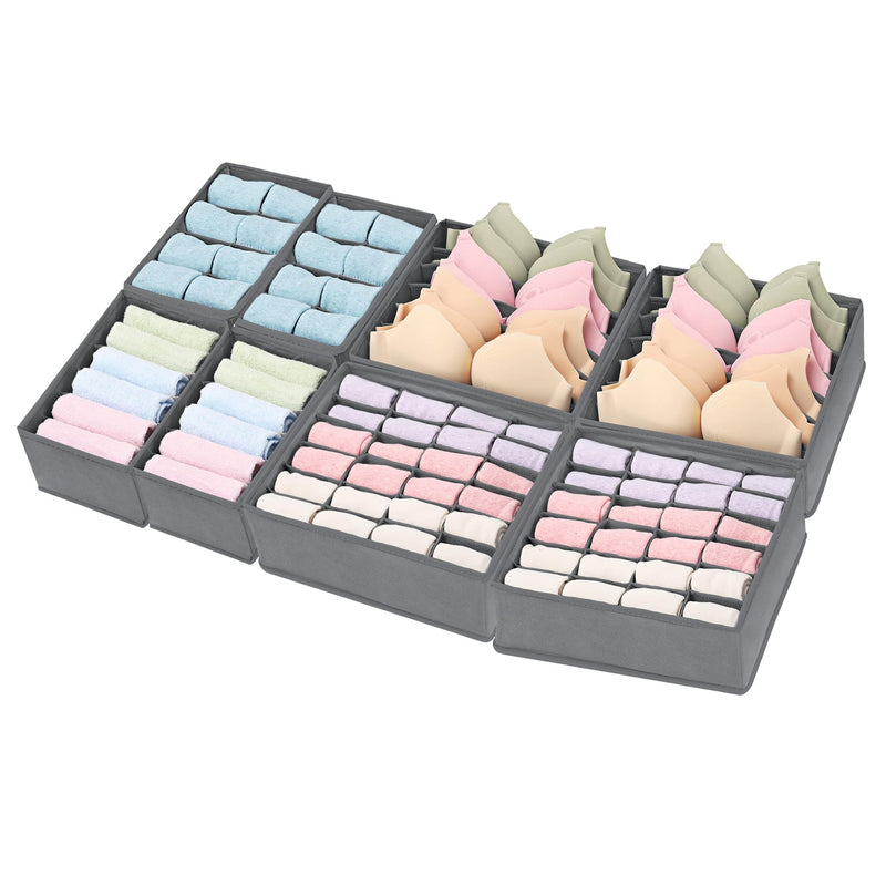 Clásico conjunto organizador de cajones de tela - 4/8piezas cajas de almacenamiento de varios compartimentos para ropa interior, calcetines y ropa - divisorias de tela no tejida para la organización del hogar, cajas de almacenamiento para la organización