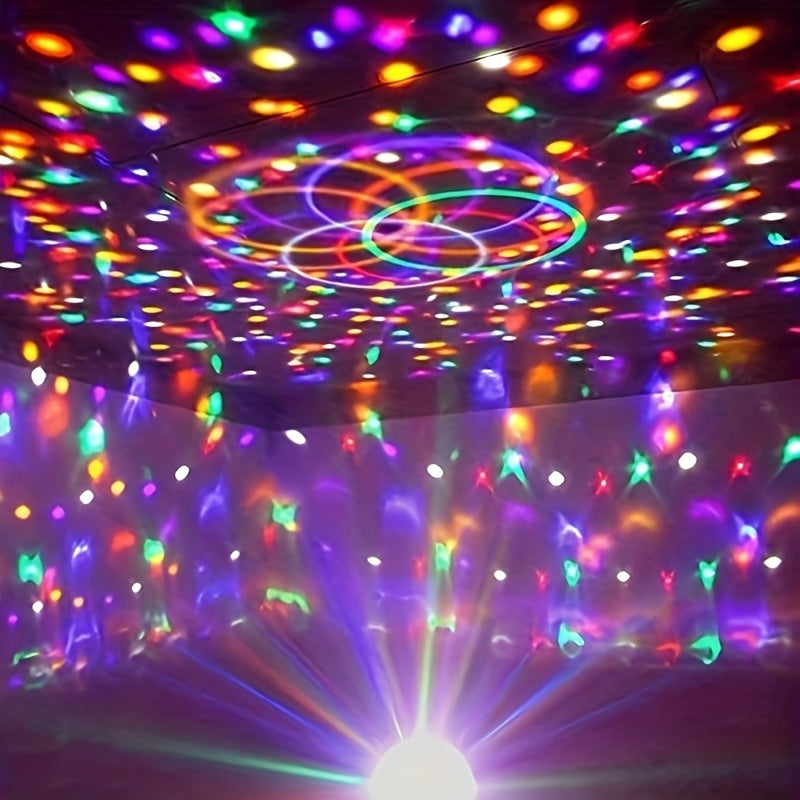 Esfera de discoteca LED de 9 colores con control remoto – Luces para fiestas activadas por sonido, ideal para hogar, fiestas de baile, cumpleaños y clubes, diseño en plástico transparente, enchufe americano, incluye control remoto y manual de usuario, ac
