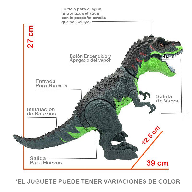 Dinosaurio Pone Huevos Vapor Luces Sonido y Movimiento 108