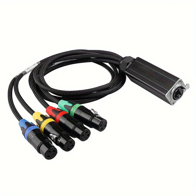 Extensor de Cable XLR de 4 Vías YYTCG - Amplificador de Señal para Micrófonos, Iluminación y Audio de Escenario, Sin Alimentación, 1pc