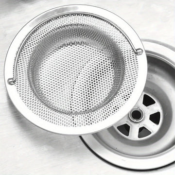 1 pieza, Cernidor de fregadero de acero inoxidable con asa, resistente a la herrumbre, filtro de malla antiatascos para fregaderos de cocina y baño, evita con facilidad los atascos, ideal para drenar restos de verduras y frutas, incluye acero inoxidable
