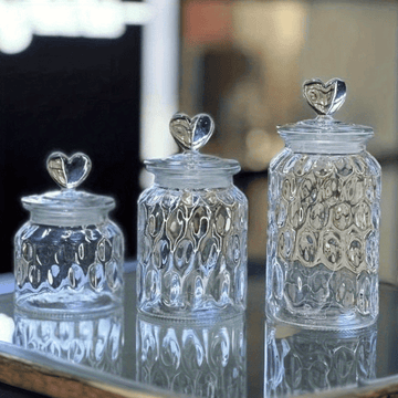 Tarros de Vidrio en Forma de Corazón para Alimentos 22oz/32oz/45oz - Contenedores Herméticos y Elegantes, ¡Perfectos para Granos y Galletas!