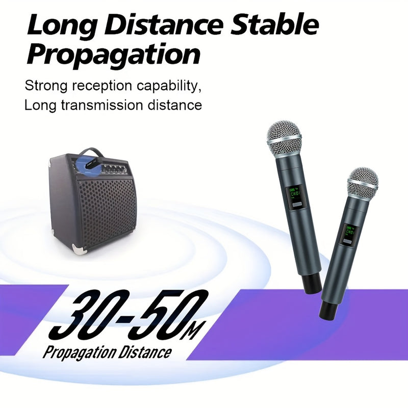 Micrófono sin varillas Dinámico Recargable para Canto de Karaoke, Bodas, DJ y Discursos con Anillo Antideslizante e Incluye Adaptador de 3.5mm