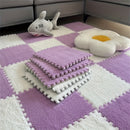 12 piezas de juego de baldosas de alfombra de felpa entrelazadas, alfombras cuadradas lavables de EVA y poliéster para dormitorio, sala de estar y lados del dormitorio, alfombra de área grande, 29,97x29,97 cm