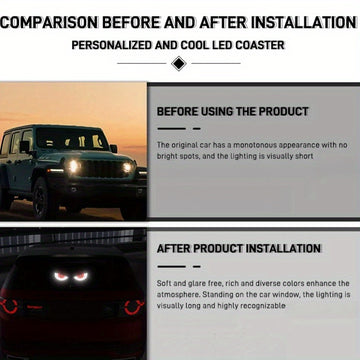 Conjunto de Luces Expresivas para Coche con Ojos del Diablo en LED, Lámparas Decorativas para Camiones y Autos con Conexión USB
