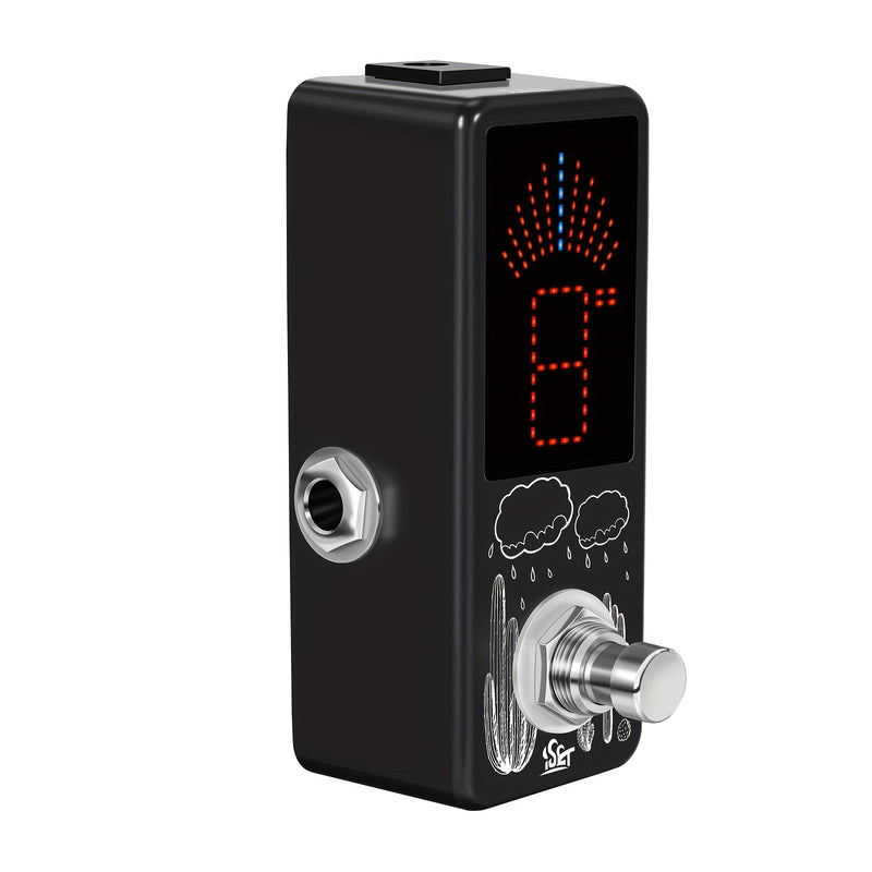 Pedal de Afinador para Guitarra Eléctrica con Pantalla LCD Digital - Sintonización Ultra Sensible, Reducción de Ruido USB, Clip Integrado, Compatible con Pedalboard Profesional y En Vivo, Acabados Metálicos Elegantes, Electrónica de Alta Calidad