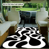 Impresión digital 2D plana con patrón geométrico, alfombra decorativa de estilo artístico, almohadilla interior para RV, alfombra para tienda, patio, entrada, camping, adecuada para camping al aire libre, senderismo, viajes en carretera, balcón, patio, c