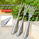 Juego de 3 piezas de pinzas de acero inoxidable reforzado con dientes semiesféricos y mango antideslizante. Incluye rastrillo de playa, herramienta de cuchara para jardinería y suelo duro. Kit de herramientas multiusos duraderas y resistentes a la herrum