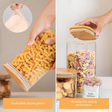 Juego de 6 recipientes de vidrio para almacenar alimentos, con tapa de bambú hermética, ideal para té, café, harina, azúcar, dulces, galletas, especias y más