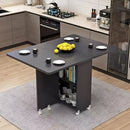 1pc Mesa de Comedor Plegable Cuadrada 100cm x 50cm x 77cm & Escritorio Móvil - Diseño Minimalista Moderno con 6 Ruedas, Mesa Retráctil para Ahorrar Espacio en Cocina, Comedor, Oficina en Casa - Construcción de Madera de Pino Sólido, Muebles de Oficina Du