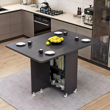 1pc Mesa de Comedor Plegable Cuadrada 100cm x 50cm x 77cm & Escritorio Móvil - Diseño Minimalista Moderno con 6 Ruedas, Mesa Retráctil para Ahorrar Espacio en Cocina, Comedor, Oficina en Casa - Construcción de Madera de Pino Sólido, Muebles de Oficina Du