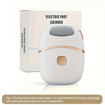 1 pieza de limpiador de pies eléctrico recargable con batería de litio de 400 mAh - Material plástico hipoalergénico, carga USB, herramienta portátil para el cuidado de los pies para diseños gruesos, blancos y dorados, limpiador de pies recargable, acces
