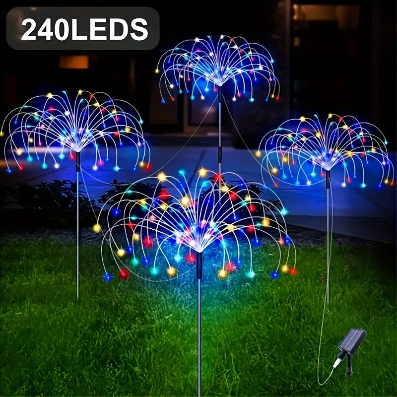 4 luces solares para jardín al aire libre, 4 luces solares LED para césped con 8 modos de iluminación, luces de tierra táctiles, luces solares para césped con iluminación ajustable, decoración de hogar, temas de vacaciones, camping, RVs.