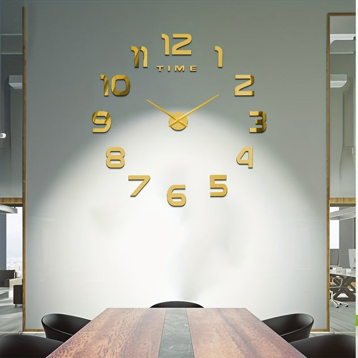 Reloj de pared moderno grande en 3D con números espejo - Tamaño ajustable, fácil de armar, funciona con pilas, ideal para decoración de sala u oficina en casa, decoración para pared
