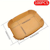 Forro Rectangular Duradero para Freidora de Aire con Diseño de Crestas - Papel Parchment No Blanqueado y No Tóxico para Fritura, Horneado y Parrilla sin Aceite - Compatible con Air Fryers, Horno y Parrillas - Ideal para Pollo, Papas Fritas y Alitas
