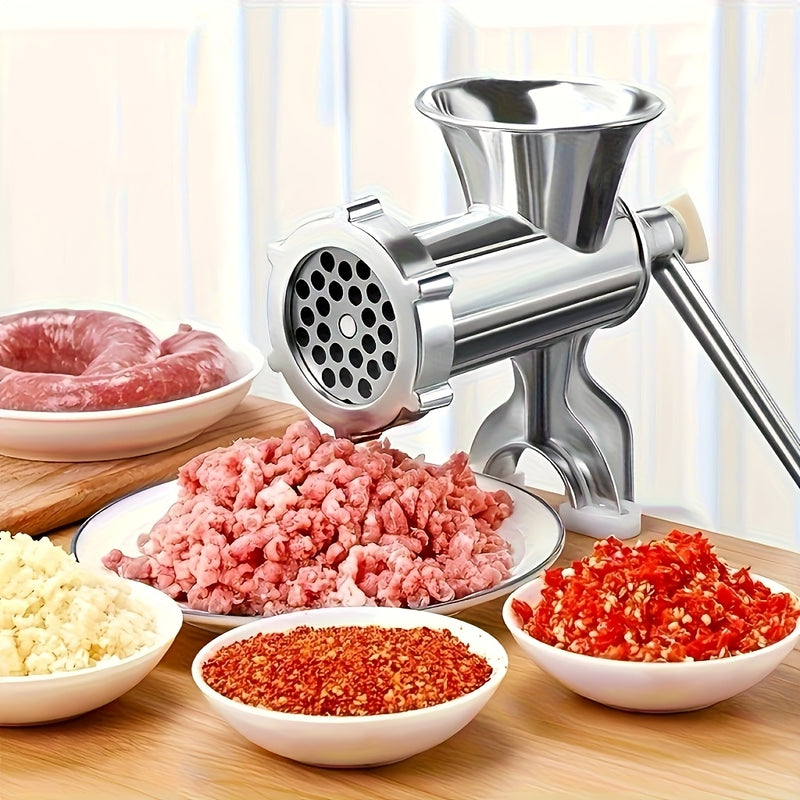 1 pieza de molinillo de alimentos manual y relleno de salchichas - Molinillo de carne de mano con placas reemplazables para carne picada, verduras, salchichas caseras | Herramienta de cocina duradera para pequeñas cocinas, rallador de verduras, elaboraci