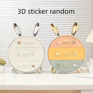 Caja organizadora de maquillaje con temática de conejo, gran capacidad y multifuncional, ideal para organizar cosméticos