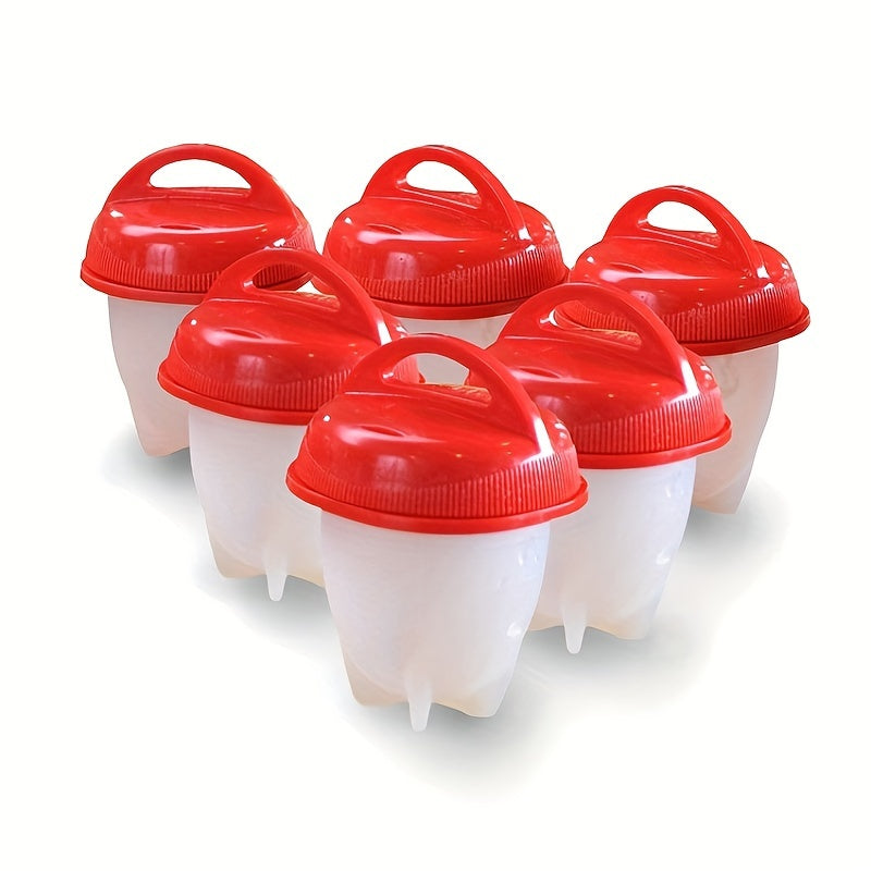 6pcs Cocedores de Huevos de Silicona, Antiadherentes Resistentes al Calor hasta 248°F, Diseño Fácil de Romper y Verter, Tazas para Hacer Huevos Duros Perfectos sin Cáscara, Gadgets de Cocina para Cocinar en Casa
