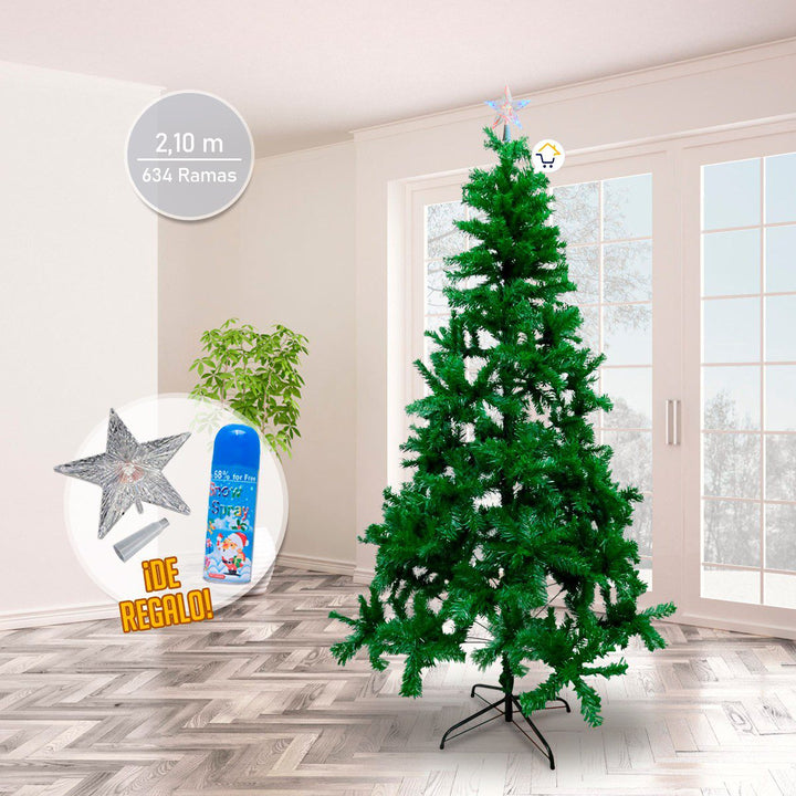Árbol Navidad 2.1m + Estrella Y Nieve Spray De Regalo 614121