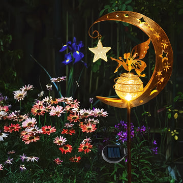 Decoraciones solares para jardín, luces de hadas lunares, globo de vidrio agrietado solar, luces LED cálidas para senderos pequeños, céspedes y patios, y como regalos para madres, abuelas y damas